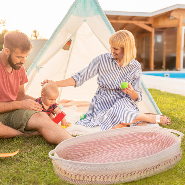 Indigo Safari Shaner Cotton Rope Moses Basket Wayfair Canada